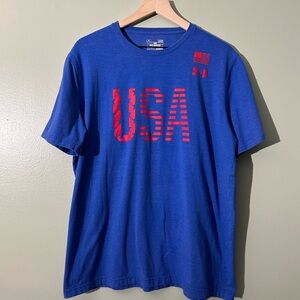 Under Armour Men's Blue and Red USA Tee